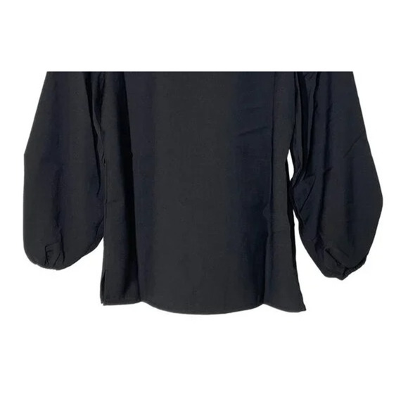 NWT J. Crew Keyhole Puff Long Sleeve Drapey Crepe Blouse Key Hole MT Black #3005 - Picture 10 of 13